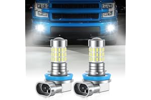 Marsauto H11 H8 LED Fog Light Bulbs or DRL, 10,000 Lumens 6000K White, 48 Chips Fog Lights, H11 Led Bulb 1:1 Mini Size H11/H8/H16 Led Fog Lights, 360° Illumination, Powersports Accessory Lights