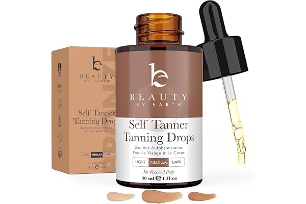 Self Tanning Drops - Natural & Organic Ingredients, Medium Face Tanning Drops to Add to Lotion, Moisturizing Bronzing Tanner