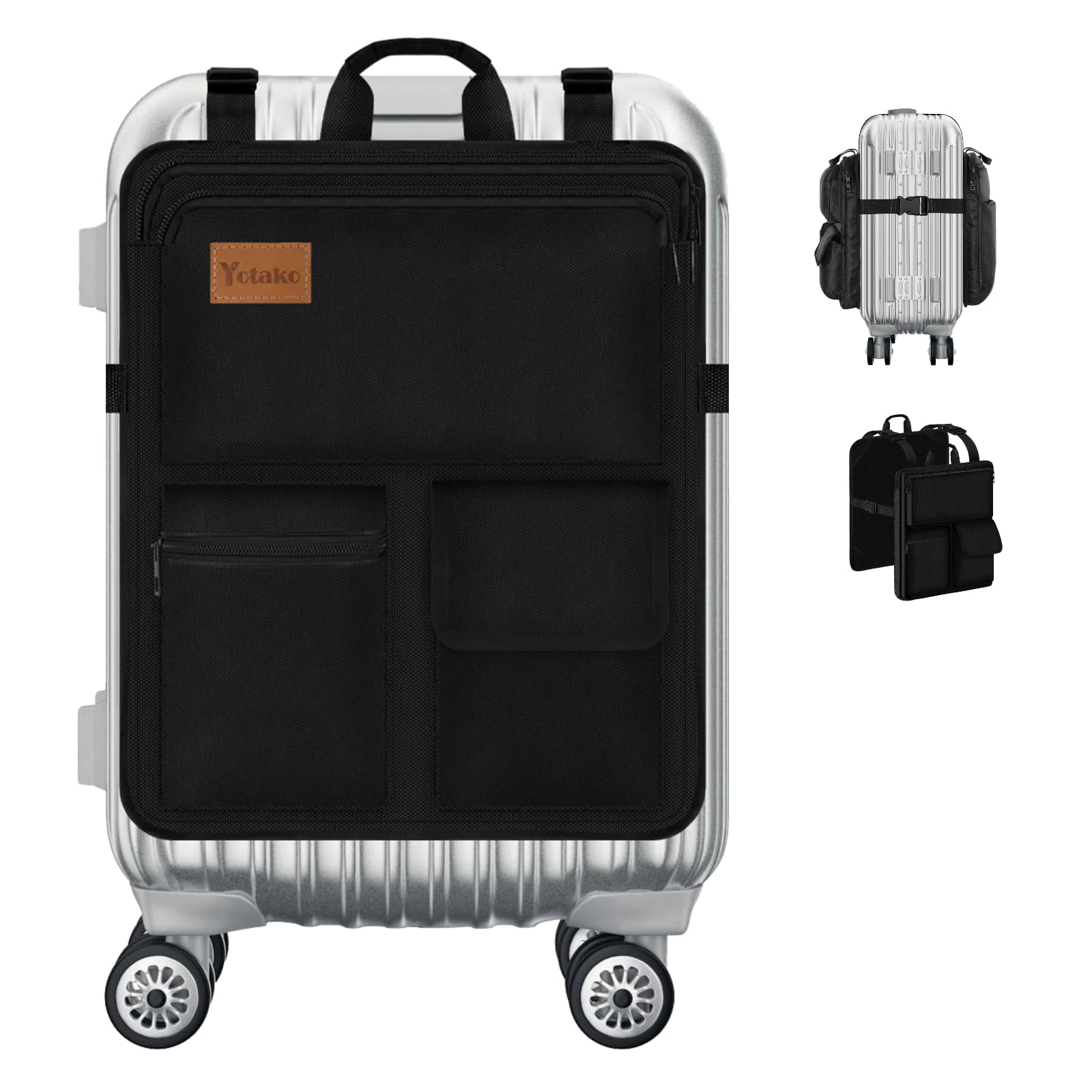 Photo 1 of Yotako Over Luggage Organizer for Suitcase or Carry On Bag with 7 Storage Pockets-16” Laptop Sleeve with Handle and Adjustable Straps, Fits 20-30” Suitcase Travel Accessories Bag (Black)