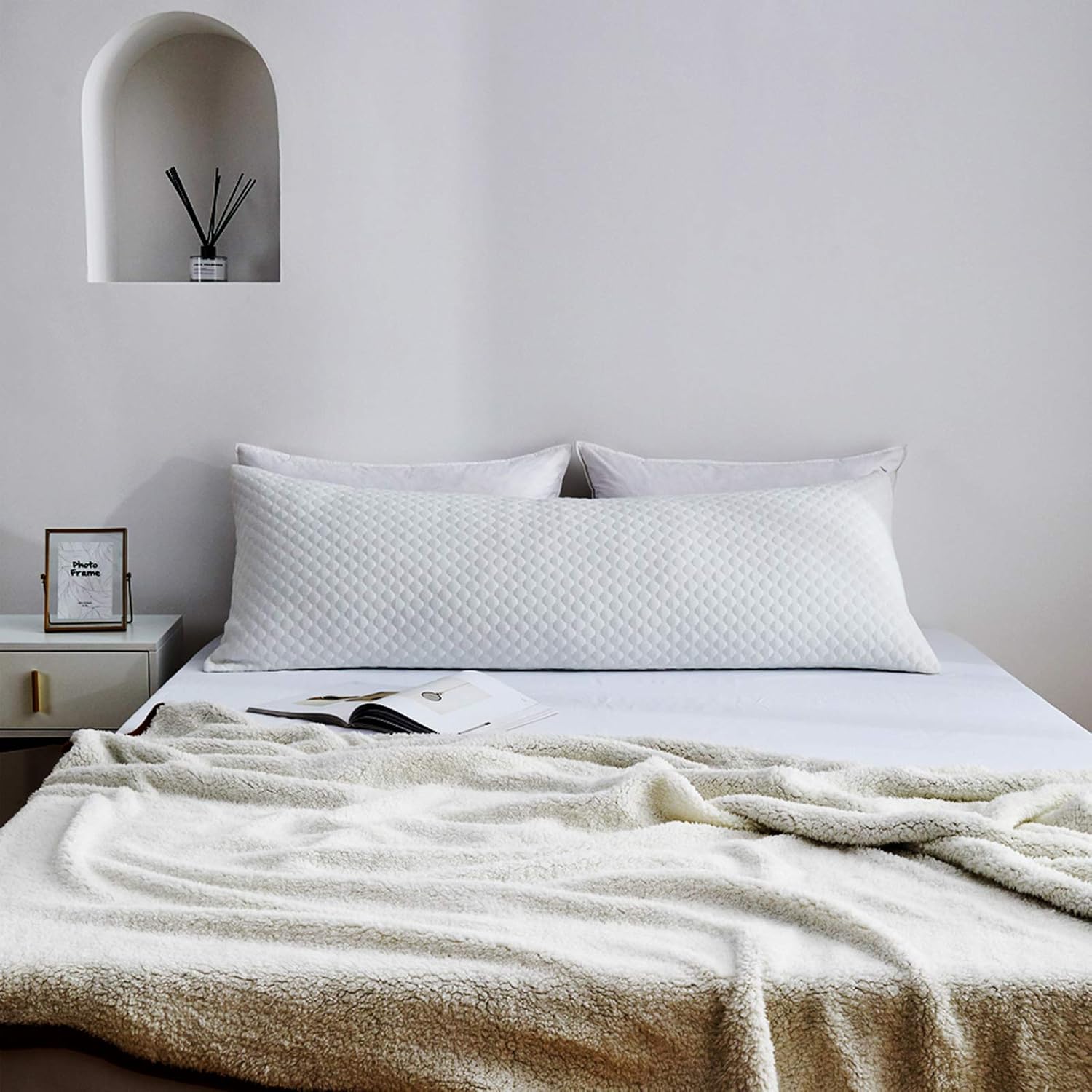 DOWNCOOL Full Body Pillow for Adults- Ultra Soft Long Bed Pillow with Removable Bamboo Cover Cooling Breathable, Polyester Microfiber Large Body Pillow, 20x54 inch ( with Cover): Kitchen & Dining