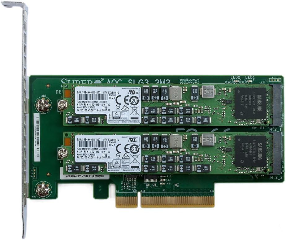 Supermicro AOCSLG32M2 PCIe NVMe Dual M.2 x8 Gen 3 Adapter