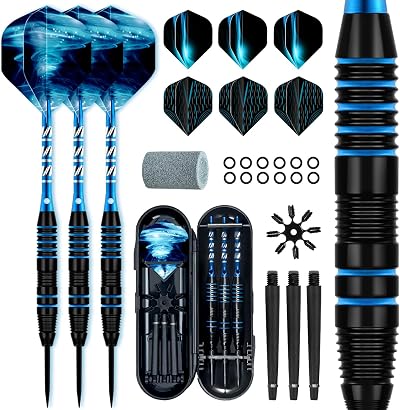 XAWU 3 Pack Steel Tip Darts Set 22g with Case 9 Flights 3 Shafts