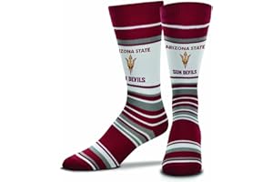 For Bare Feet Collegiate University Striped Dress Socks, One Size Fits Most Footwear for Men Women Youth, Game Day Apparel
