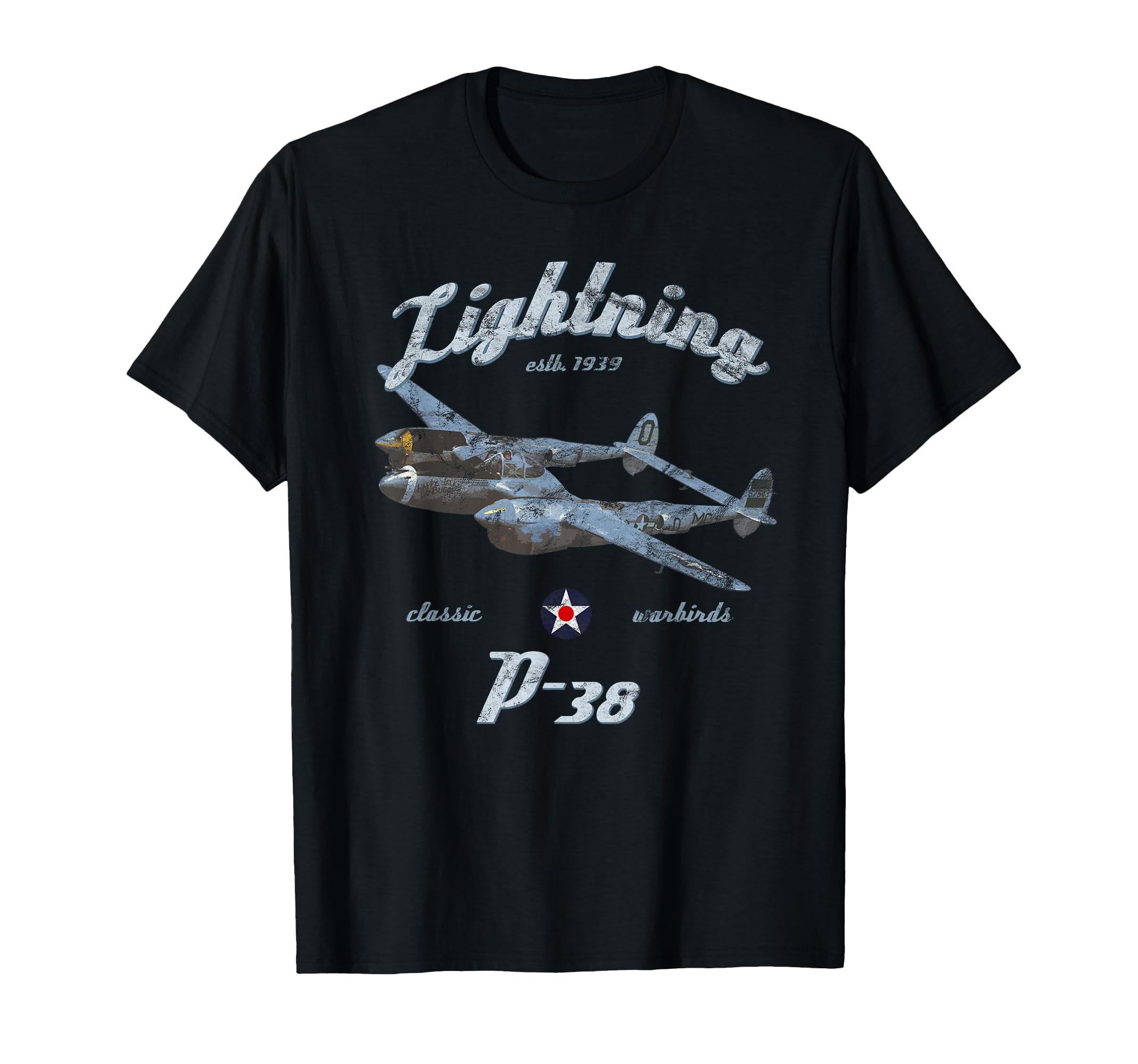 P-38 Lightning Classic Warbird WWII Fighter Airplane Vintage T-Shirt
