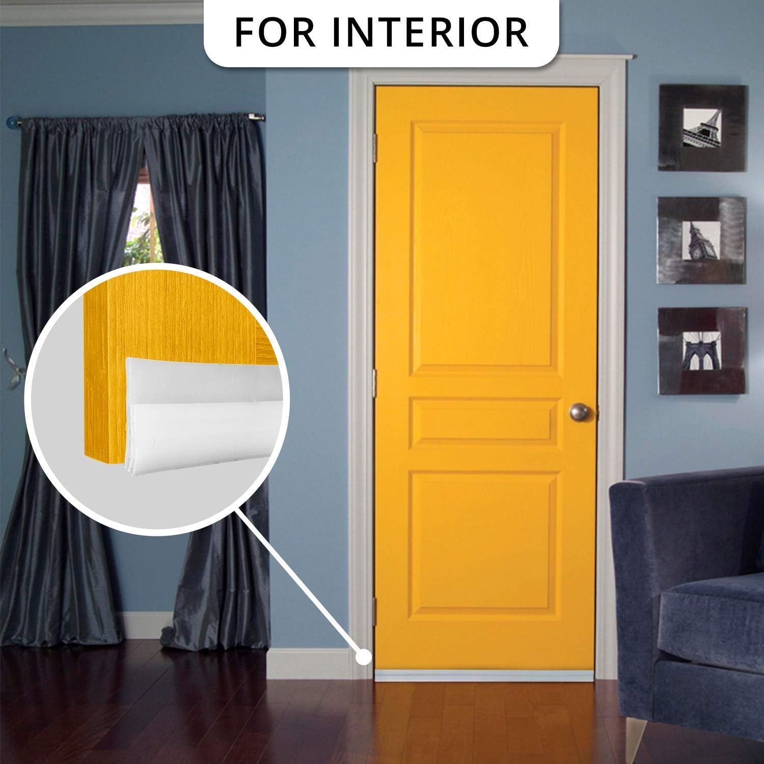 2PACK Door Draft Stopper, Strong Adhesive Door Sweep for Exterior and Interior Doors, Weather Stripping Noise Stopper,  2" W x 39" L (White): Home Improvement