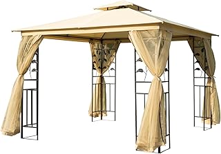 HOMCOM Outsunny Luxus Pavillon Gartenpavillon Partyzelt Festzelt Gartenzelt Pagode 3x3 m