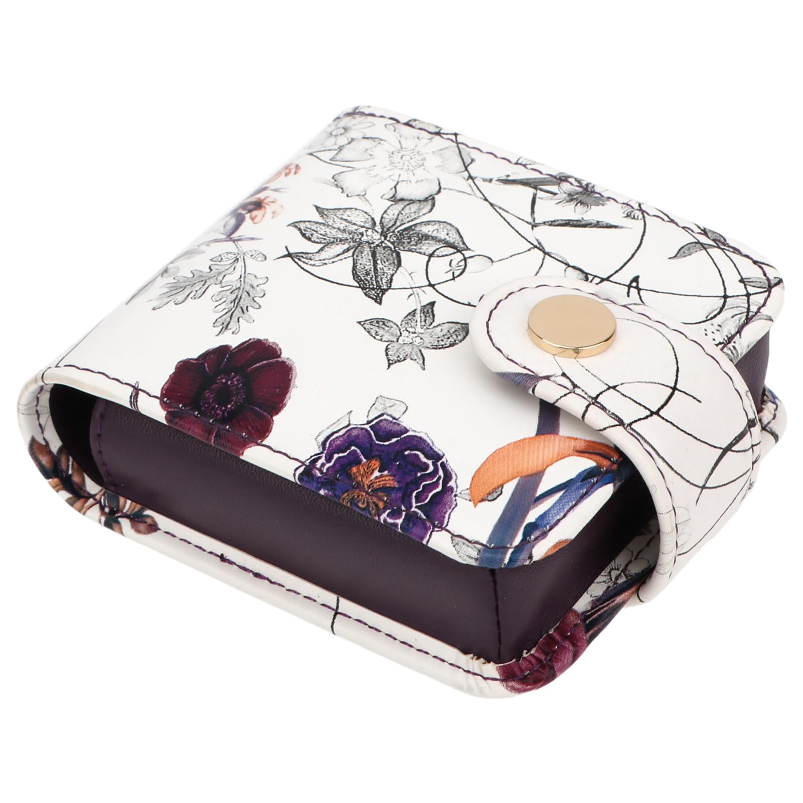 kilofly Genuine Leather Double Lipstick Case Cosmetic Makeup Holder + Gift Box (Flower 04)