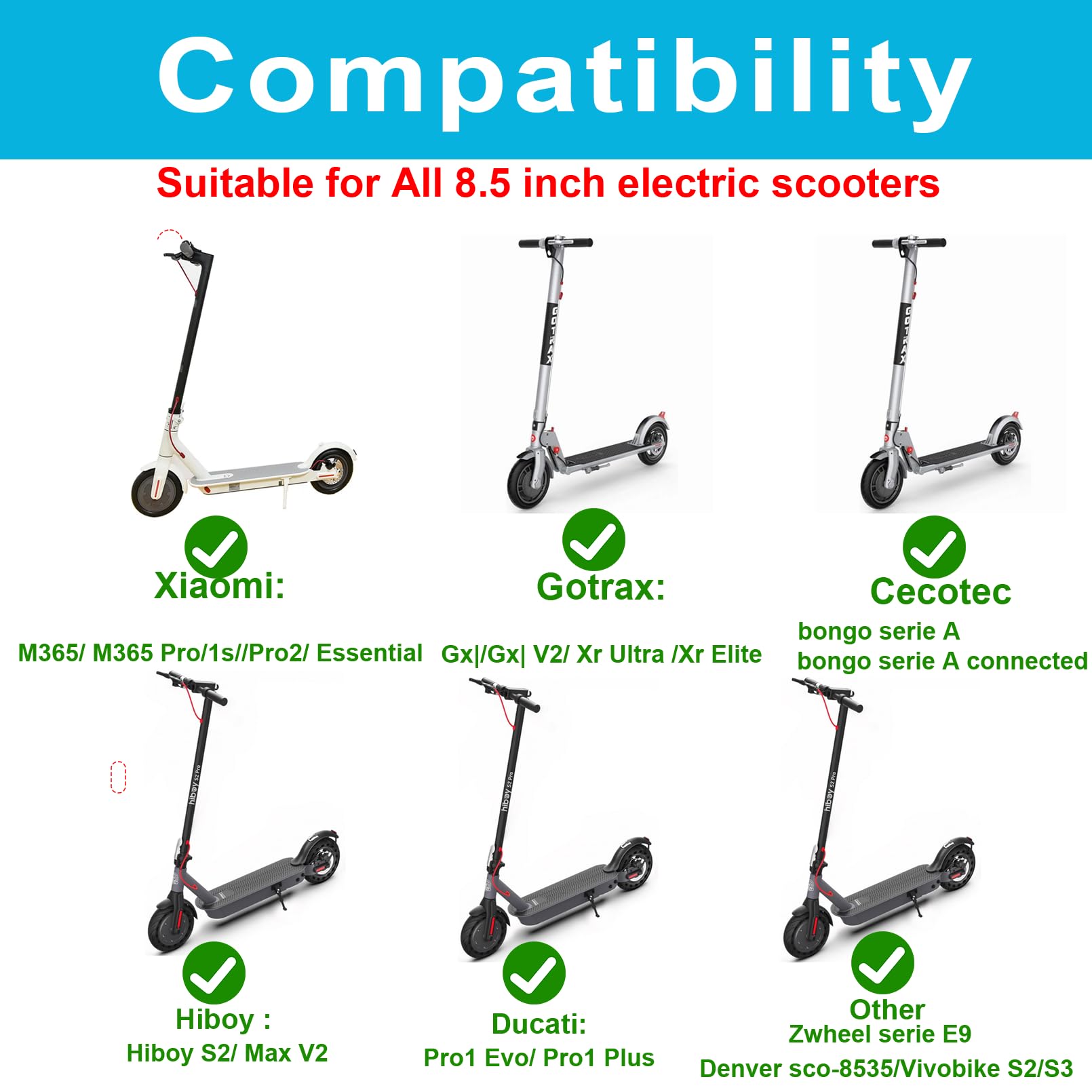 TOUBEUU Solid Tires 8.5x2 Inches for Electric Scooter, 50/75-6.1Replacement Wheels, Rubber Tyre 8-1/2'' for Gotrax GXL V2/XR/APEX & Xiaomi M365/M365 Pro/Pro 2/1S and All 8.5'' Scooter- Black(2PCS)