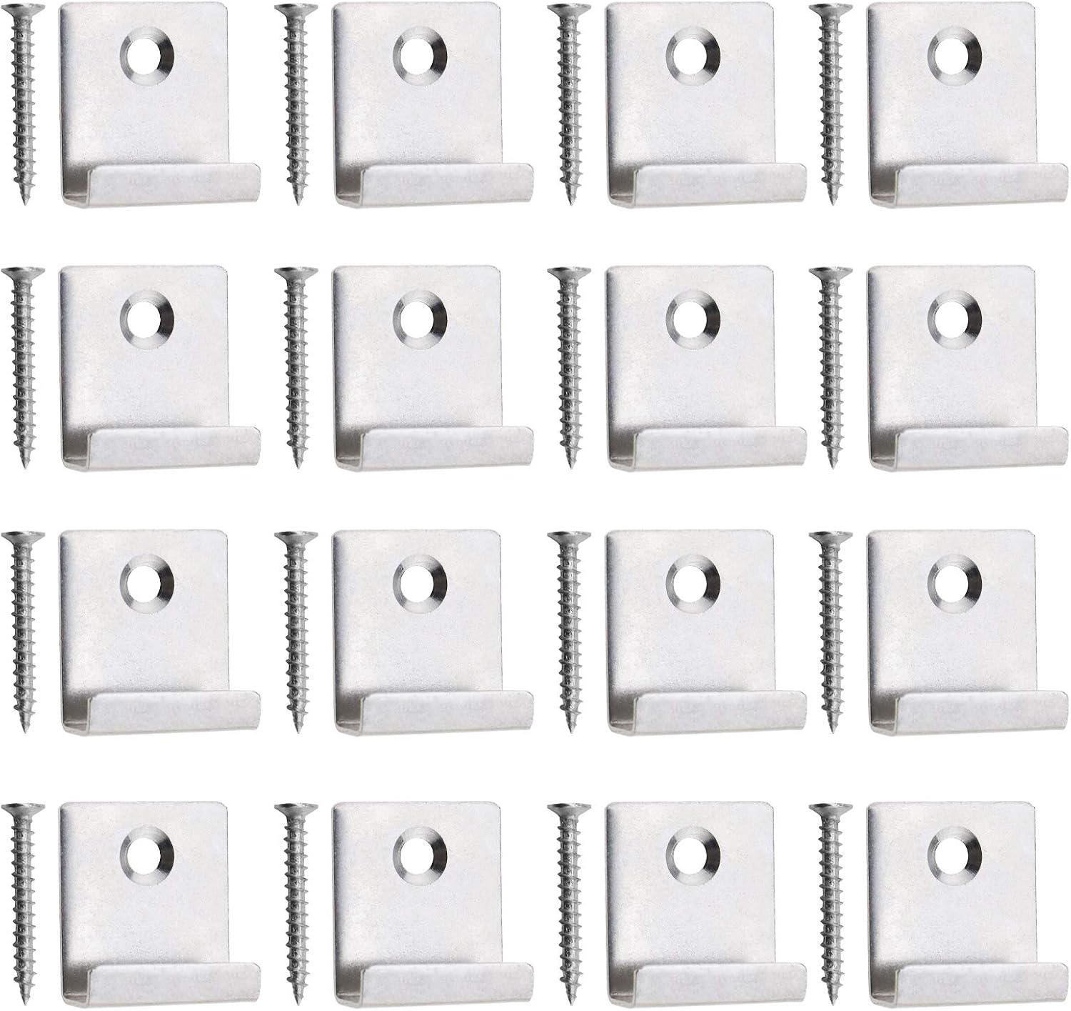 50Pcs Decking Hidden Starter Fastener Board Clip, with Self-Tapping Screw Stainless Steel DIY Hardware, Silver