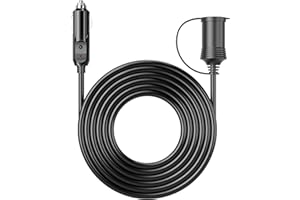 Energeaster 12FT 12V Cigarette Lighter Extension Cord 16 AWG, 72 W/6 A Heavy-Duty Power Extension Cable with LED Light for Air Compressors, Mini Fridges, Car Vacuums, and Other 12V Devices