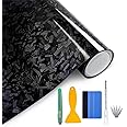 Arespark Gloss Forged Carbon Fiber Vinyl Wrap, Car Vinyl Wrap Decal Sticker Film Sheet with Air Release, Contain Installation Tool for Car Auto Morotcycle (1ft x5ft, Black)