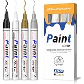 Paint Markers 4 Colors Oil Based Paint Pens &ndash; Gold, Silver, Black &amp; White Permanent Paint Marker Set for Metal, Wood, Glass, Rock, Fabric &ndash; Waterproof Quick Dry, Easter Egg Decorating &amp; DIY Crafts