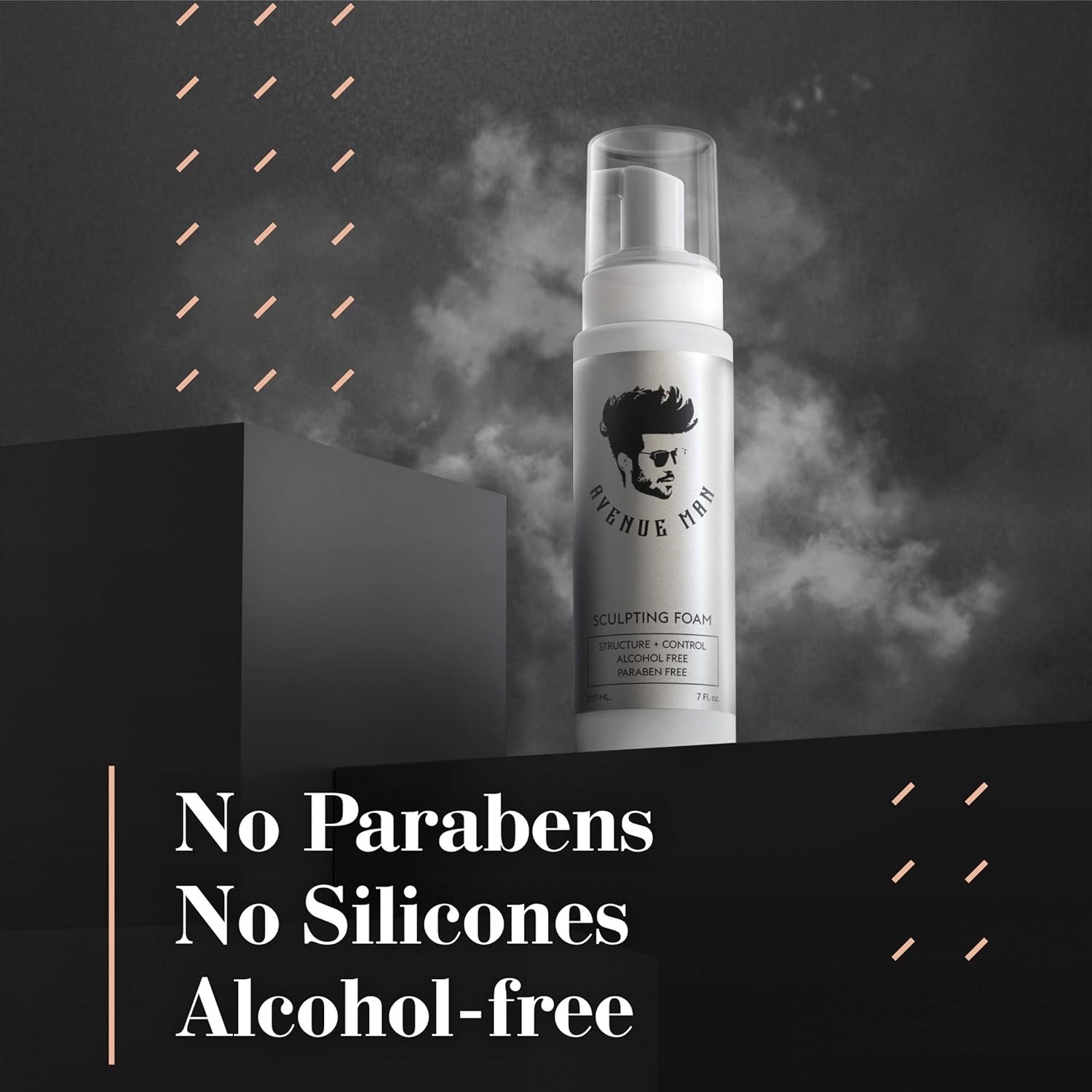 Sculpting Foam For Men (7oz) by Avenue Man Hair Products - Strong Hold Volumizing Mousse with Certified Organic Extracts - Paraben-Free Hair Styling Foam Mousse - Made in the USA : Beauty