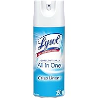 Lysol Disinfectant Spray, All in One, Crisp Linen, Disinfect and Eliminate Odours on Hard Surfaces and Fabrics, Kills 99.99% 
