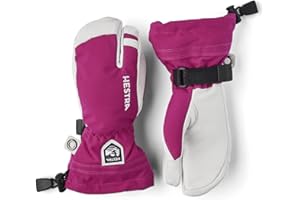 Hestra Army Leather Heli Ski Junior Mitt (Youth 4-13yrs) | Waterproof, Insulated Classic 3-Finger Leather Kids Gloves for Winter, Skiing & Playing in The Snow