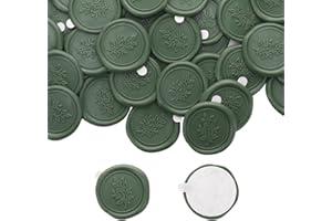 Berirexrion Eucalyptus Wax Seal Stickers - 50 PCs Self Adhesive Stickers Wax Seals for Wedding Invitations Envelopes Olive Green Stickers for Gift Wrapping Letter Party Christmas Birthday Baby Shower