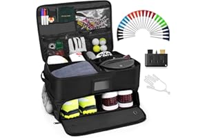 Aliennana 2 Layer Golf Trunk Organizer, Waterproof Portable and Foldable Car Golf Storage Trunk Organizer Storage-Portable and Foldable, Durable Golf Travel Storage for Golf Accessories