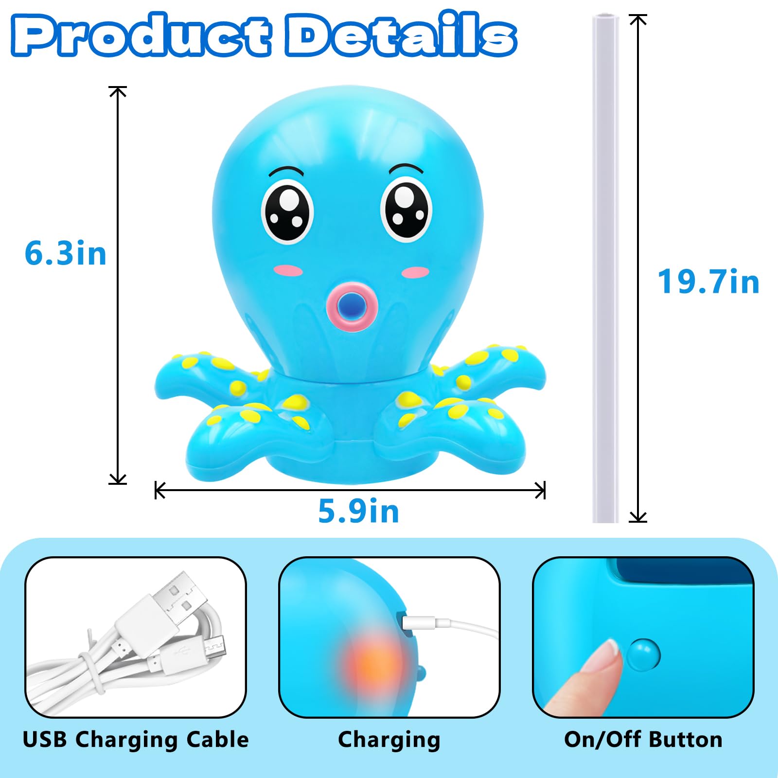 Intoypad Water Table Pump, Octopus Battery Powered Water Pump for Water Table 3 Hours Non-Stop Fun Summer Outdoor Water Toys Outside Water Play Table Accessories for Toddlers Kids (Blue)