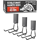 GATOR MAGNETICS MEGA 4.5 in Open Hooks, 45 lb Heavy Duty Magnetic Hooks for Steel Surfaces, Patented Easy-Release, Non-Slip Grip – Storage & Organization, Garage, Home Tools & Gear Storage – 3 Pack