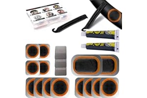 EXPPSAF Bike Tire Repair Kit, Bicycle Inner Tube Puncture Patch Kits with Vulcanizing Patches, User Manual, Metal Rasp and Tire Lever, Bike Patch Kit for Mountain and Road Bike