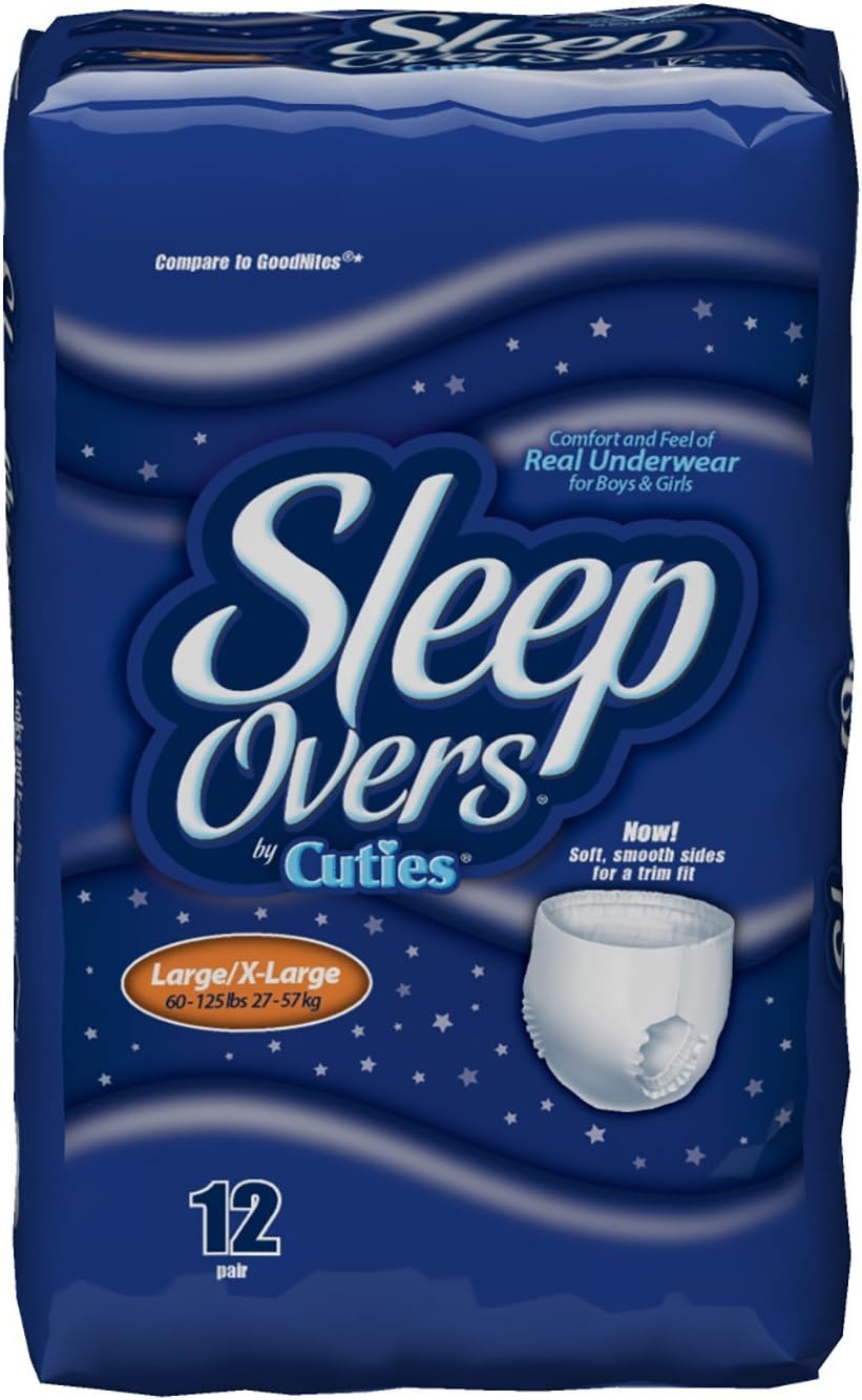 SleepOvers by Cuties, Large/X-Large, 60-125 lbs, 12 Count (Pack of 4)