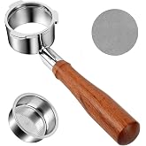 51MM Bottomless Portafilter for CASABREWS CM5418, 3700Essential and 5418Pro | 4 mm Thick 3-Ear Design, with 51mm Puck Screen and 2 Cup Filter, Full Stainless Steel Filter Holder, Wooden Handle
