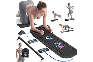 ADDWIN Pilates Board, Pilates Reformer Set, Pilates Machine 15-in-1 Multifunctional Abdominal Board for Home Office Workout, Foldable Portable Pilates Reformer Board for Women