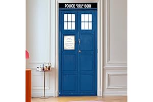 Telephone Booth Door Wallpaper – Door Sticker 78.74″ × 35.4″ Removable Vinyl with 3D Effect & Vintage Style, Waterproof & Eas