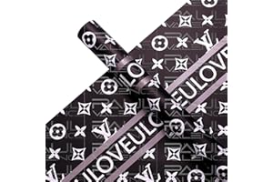 PAUL VALENCE 20-Sheet Flower Wrapping Paper, Floral Waterproof Bouquet Wrapping Paper for Flowers, Florist Wrapping Paper for DIY Craft, (LV BLACK)