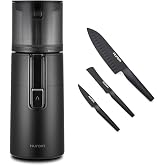 Hurom Black H400 Award Winning Cold Press Juicer Machine with German Steel Knife Set, Strainer &amp; Hands Free with Self-Feeding Hopper, Corrosion-Resistant Blades, Easy Assembly (550ml/ 18.6oz)