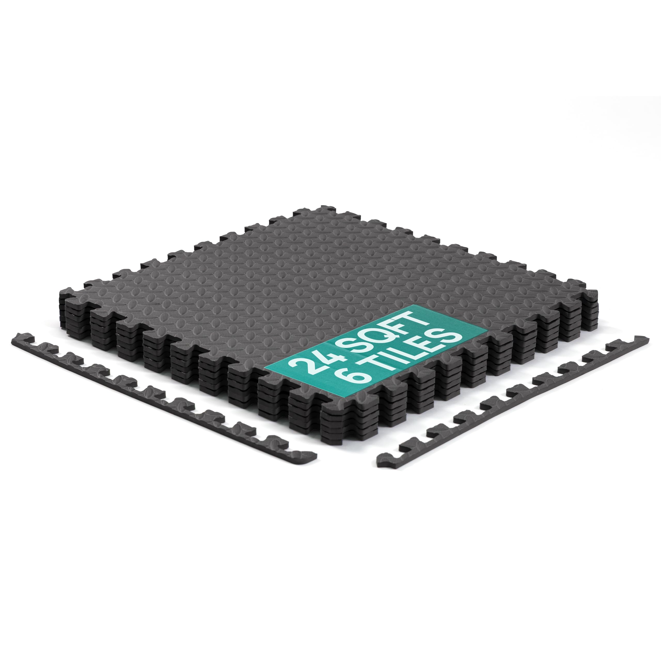 Yes4All EVA Interlocking Mats, Puzzle Floor Tiles, Foam Floor Padding with Border for Furniture, Home Space, Living Room, Garage 24 SQFT Image