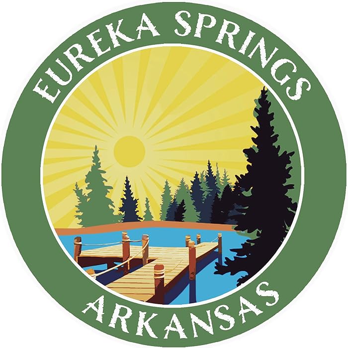 Lake Dock - Eureka Springs - Arkansas 3.5" Window Car Truck Sticker Decal Vacation Adventure Theme Novelty Applique
