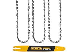 RazEdg 16 Inch Chainsaw Bar and Chain Combo, 3/8" LP Pitch, 050" Gauge, 55 Drive Links, Fits STIHL 021, MS 170 MS 180, MS 180 c, MS 210, MS 211, and More - S55 (1 Bar + 3 Chains)