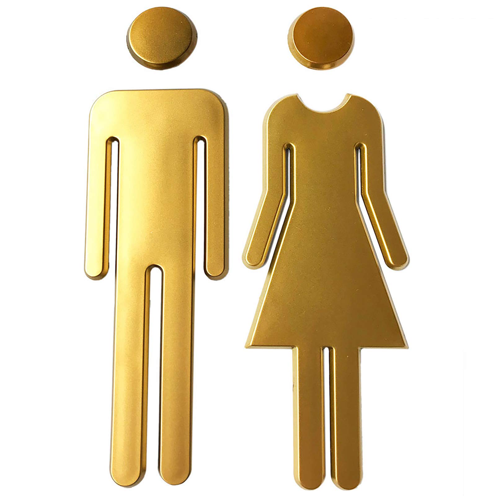 Photo 1 of RJWKAZ Premium Funny Bathrooms Signs Acrylic Adhesive Backed Unisex Bathroom Sign 7.8"(Golden Matte)