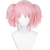 Madoka Cosplay Wig Pink Ponytail Wigs with Bangs
