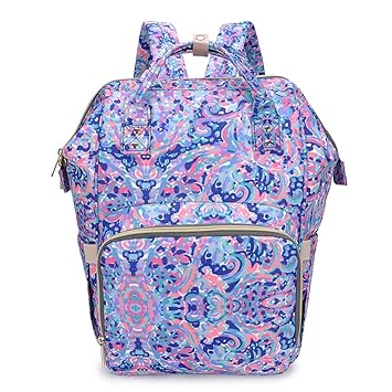 Amazon Com Diaper Bag Backpack Flamingo Graffiti Multi Function Large Capacity Nappy Backpack For Baby Care Blue Baby