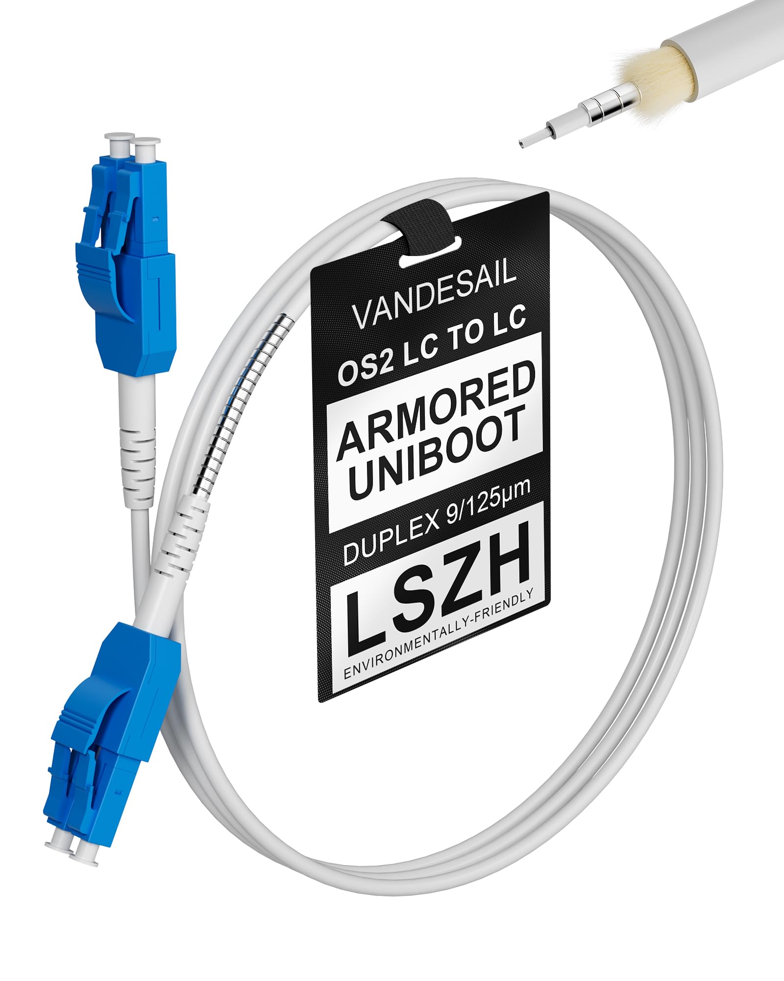 VANDESAIL 300FT(91M) Armored Uniboot OS2 LC to LC