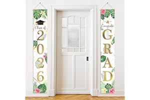 Avezano Graduation Banner Class of 2026 Luau Graduation Door Decorations Tropical Congrats Grad Banner Aloha Grad Party Decor