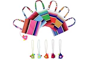 OurWarm 10 x 8 Inches Handwoven Mexican Tote Favor Bags, Mexican Fiesta Party Bag with Colorful Tassels for Mexican Party Decorations Fiesta party supplies, Set of 6