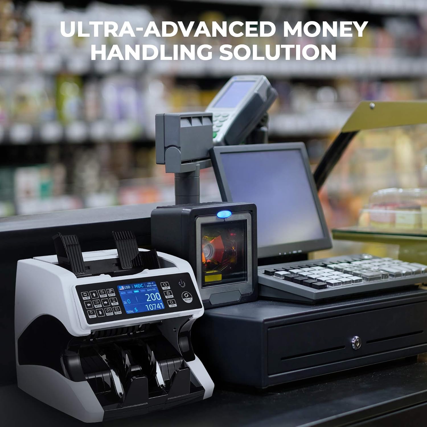 MUNBYN Bank Grade Money Counter Machine Mixed Denomination, Value Counting, Serial Number, Multi Currency, PC/Printer Enabled 11 Counterfeit Detection Cash Counter Machine with Bill Recognizes : Office Products