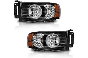 WEELMOTO Halogen Headlights Assembly For 2002-2005 Dodge Ram 1500 Pickup Headlight Assembly Pair Replacement For 2003-2005 Do