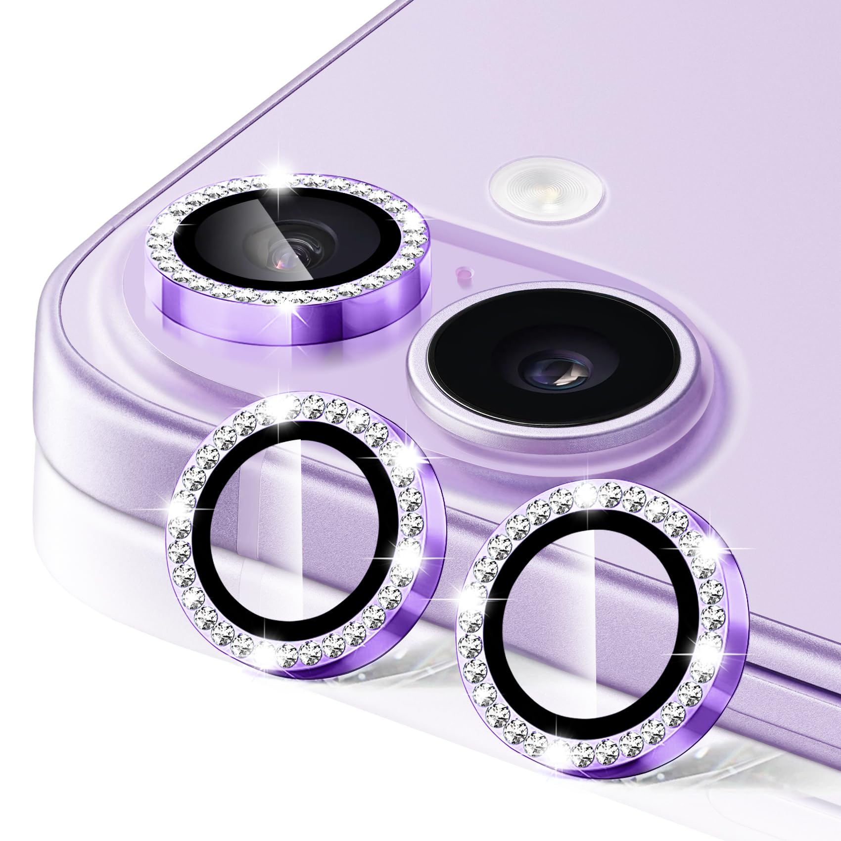 Photo 1 of Hsefo Camera Lens Protector for iPhone 17, 9H Ultra-thin Tempered Glass, Diamond Bling Cute Girly Metal Individual Camera Cover Accessories for Women, Purple