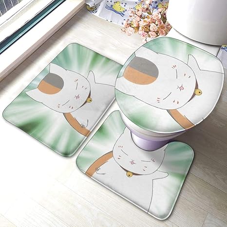 Amazon ニャンコ先生 トイレ3点セット 便座カバー バスマット U型トイレ足元マット O型トイレ蓋カバー バスルーム 敷物 トイレ 洗面所 滑り止め 吸水 速乾 抗菌 防臭 便器ふたカバー 家庭用 ホテル用 トイレマット タンクカバー ホーム キッチン オンライン通販
