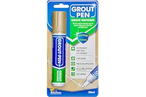 RAINBOW CHALK MARKERS LIMITED Grout Pen Beige Tile Paint Marker: Waterproof Grout Paint, Tile Grout Colorant and Sealer Pen - Beige, Wide 15mm Tip (20mL)