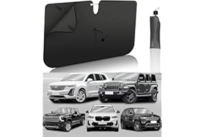 LOXP Car Windshield Sun Shade Umbrella, Thickened 2 Layers Nano Ice Crystal Cooling Sunshade Cover - 53'' x 29'' Foldable 360°Flexible Handle Car Window Cover for Auto Sedan, SUV Windshield