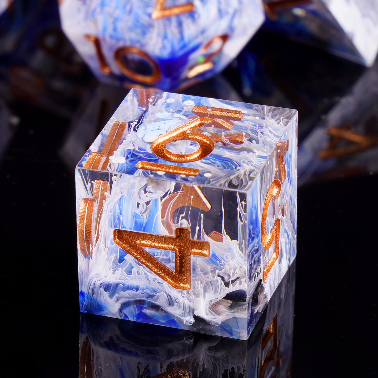 ORUZA 7 PCS Polyhedral DND Dice Resin Sharp Edge D&D Dice Set for Dungeons and Dragons RPG MTG Table Role Playing Games Die D20 D12 D10 D8 D6 D4 D% — image 1