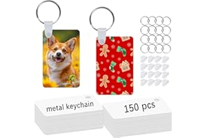 GEKIXUTP 150 Pcs Metal Sublimation Keychain Blanks Bulk，Double Sided Sublimation Blanks Keychain