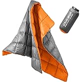Gaialoop Down Puffy Blanket for Car Camping Outdoor Travel Backpacking, Duck Down Lightweight Portable Soft Warm Cozy Camping Blanket Quilt, 53"x78", Light Gray