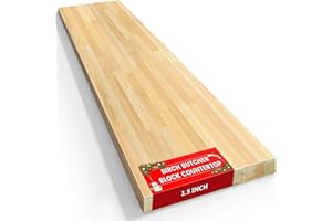 RKVPCNE Butcher Block Countertop, Solid Wood Table Top - 6ft Unfinished Birch Work Bench Top Cut to Size for DIY Desktop/Washer Counter/Office Desk/Kitchen Island/Living and Dining Room Tables 72x25x1.5in
