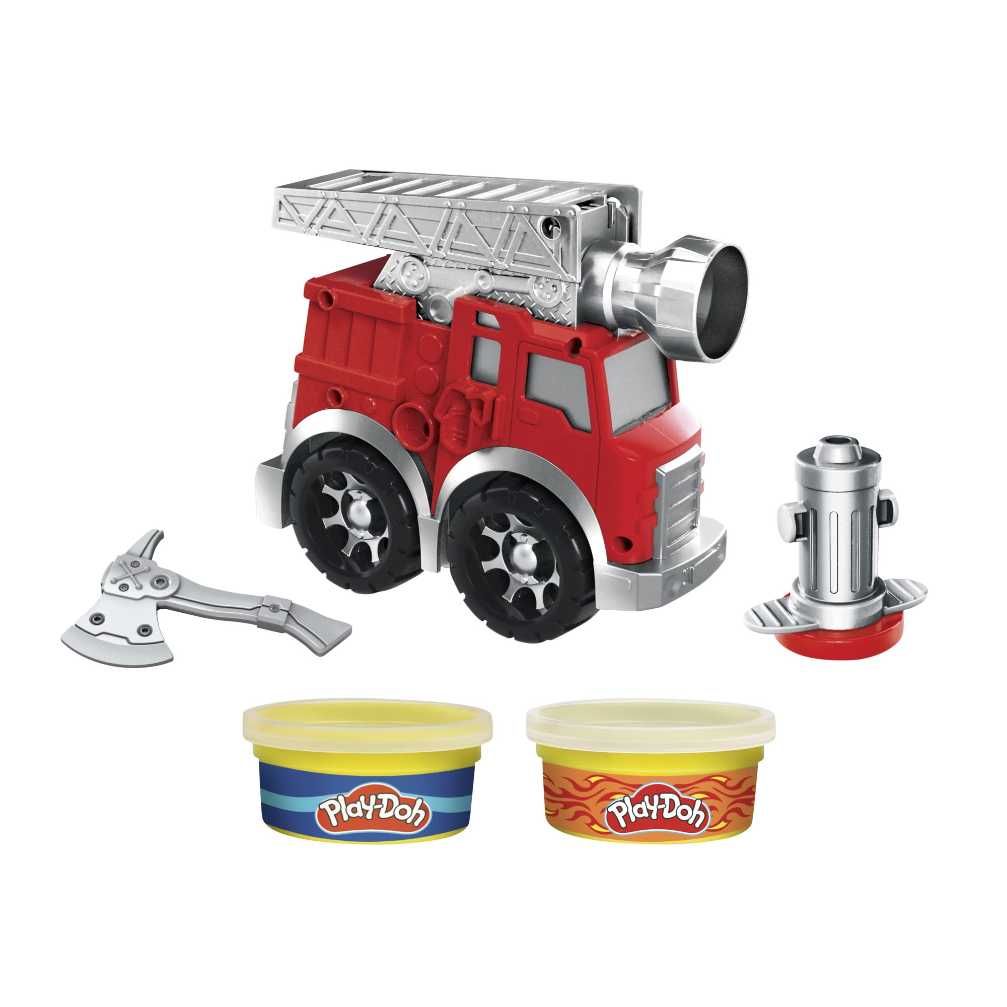Play-Doh Wheels Small Fire Brigade Playset for Children from 3 Years with 2 Tins, F0649, Multi